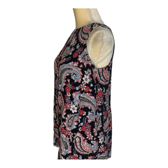 J Jill Black Paisley Print Lightweight Tunic Tank Boho Festival Size XS petite‎ - Picture 3 of 10